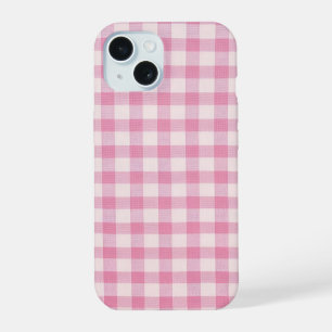 Baby Pink Gingham Pattern iPhone 15 Case
