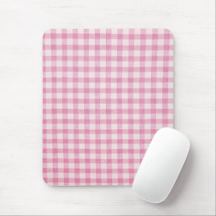 Baby Pink Gingham Pattern Mouse Mat