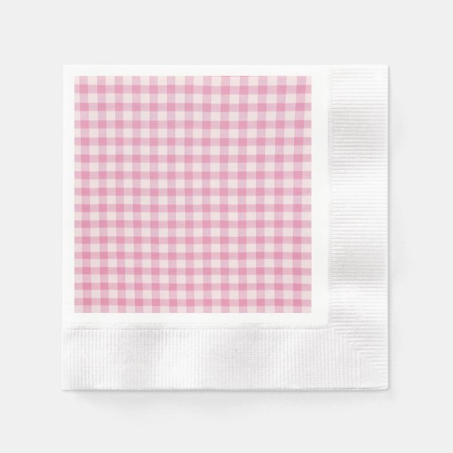 Baby Pink Gingham Pattern Napkin (Front)