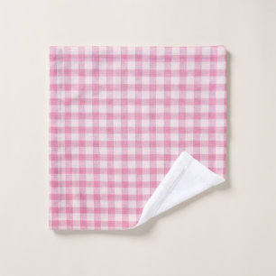 Baby Pink Gingham Pattern Wash Cloth