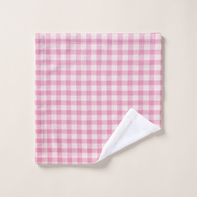 Baby Pink Gingham Pattern Wash Cloth (Wash Cloth)