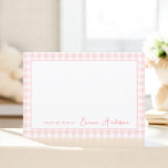 Baby Pink Gingham Personal Stationery  Thank You Card<br><div class="desc">Express your gratitude in style with this Baby Pink Gingham Personal Stationery Thank You Card. Featuring a classic gingham pattern in soft baby pink, this card exudes a sweet and timeless charm. The high-quality paper and delicate design make it perfect for any occasion, whether you're thanking guests for attending a...</div>