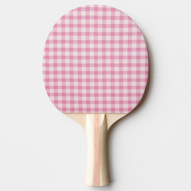 Baby Pink Gingham Ping Pong Paddle (Front)