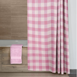 Baby Pink Gingham Shower Curtain