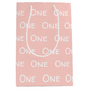 Baby Pink Girl's First Birthday Medium Gift Bag