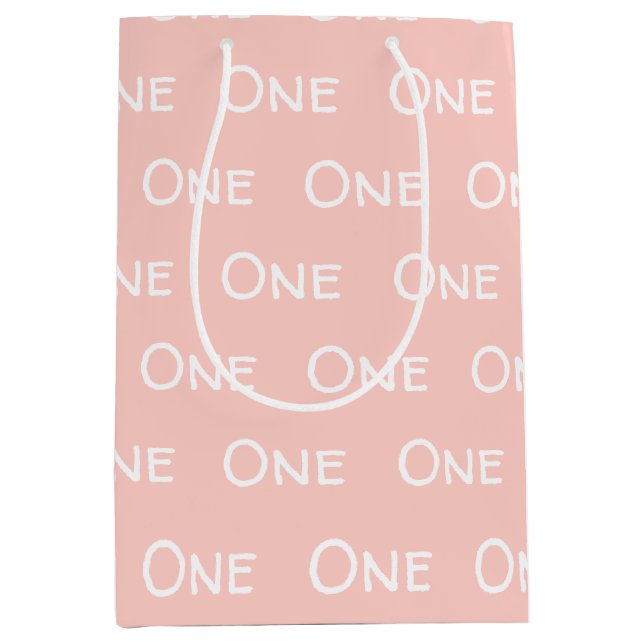 Baby Pink Girl's First Birthday Medium Gift Bag (Front)