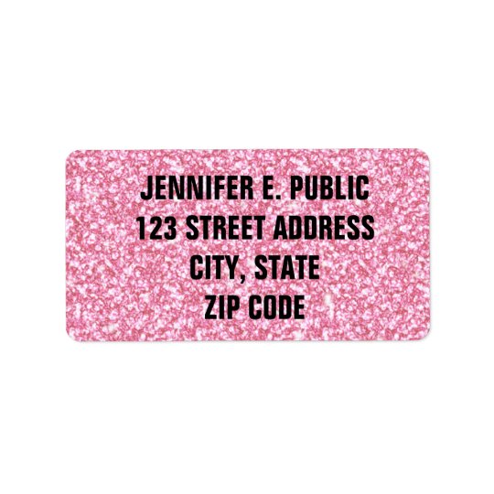 Baby Pink Glitter Printed Address Label
