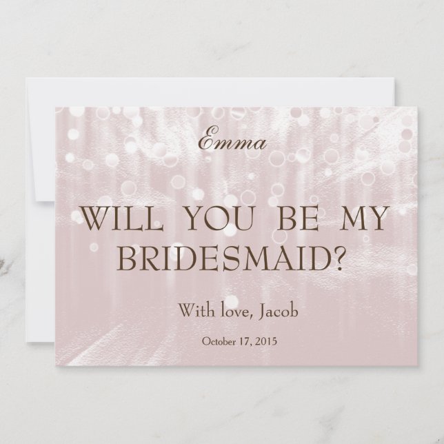 Baby Pink Glitter Will You Be My Bridesmaid Invitation (Front)