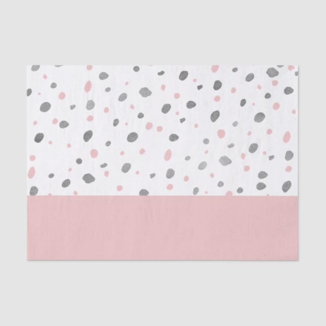 Baby pink grey watercolor polka dots pattern tissue paper (Front)
