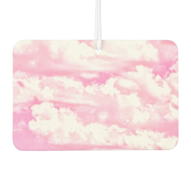 Baby Pink Happy Clouds Backgrouund Car Air Freshener (Front)