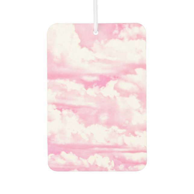 Baby Pink Happy Clouds Backgrouund Car Air Freshener (Front)