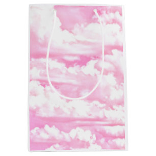 Baby Pink Happy Clouds Backgrouund Medium Gift Bag