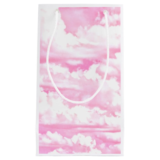Baby Pink Happy Clouds Backgrouund Small Gift Bag (Front)