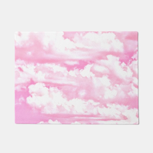 Baby Pink Happy Clouds Decor Doormat (Front)
