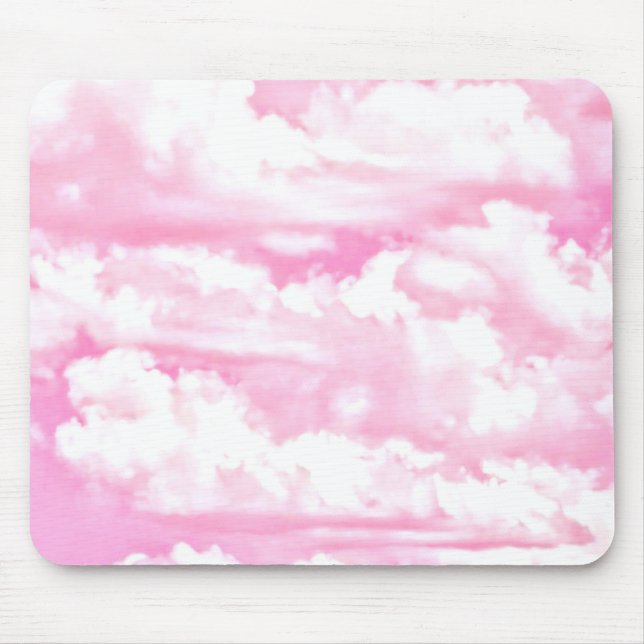 Baby Pink Happy Clouds Decor Mouse Mat (Front)