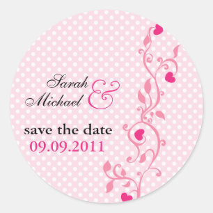 Baby Pink Heart Vine - save the date sticker