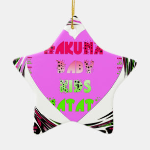 Baby Pink Hearts Hakuna Matata Baby Kids Design.p Ceramic Tree Decoration