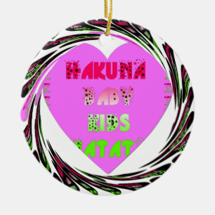 Baby Pink  Hearts Hakuna Matata Baby Kids Design.p Ceramic Tree Decoration