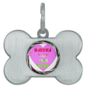 Baby Pink  Hearts Hakuna Matata Baby Kids Design.p Pet Tag