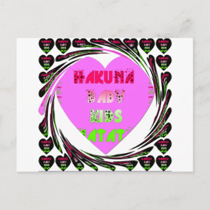 Baby Pink  Hearts Hakuna Matata Baby Kids Design.p Postcard
