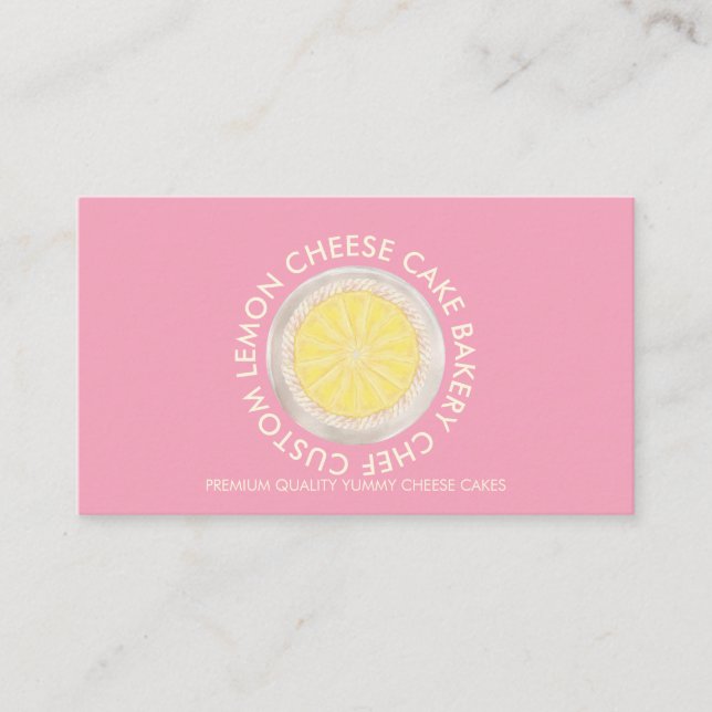 Baby Pink Homemade Cheesecake Bakery Business Card (Front)