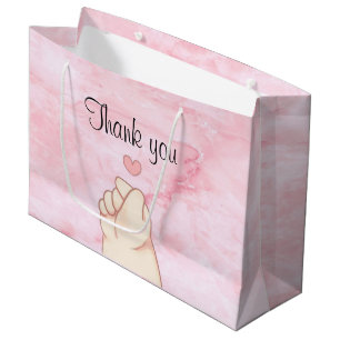 baby pink korean heart  large gift bag