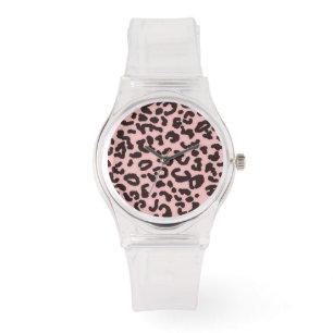 Baby Pink Leopard Animal Print Watch