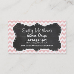 Baby Pink, Light Pink Chevron Stripes; Chalk Business Card
