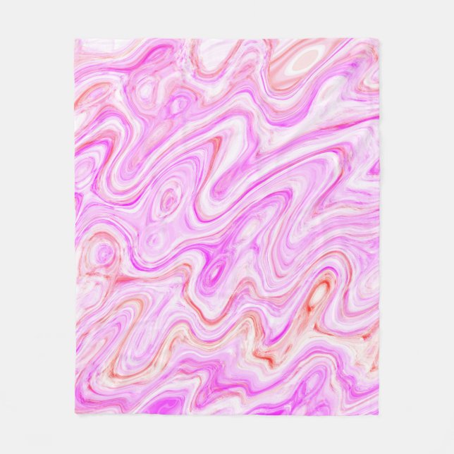 Baby Pink Marble Texture Abstract Liquid Paint Fleece Blanket (Front)