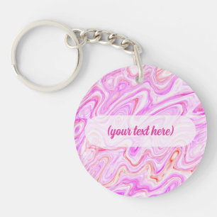 Baby Pink Marble Texture Abstract Liquid Paint Key Ring