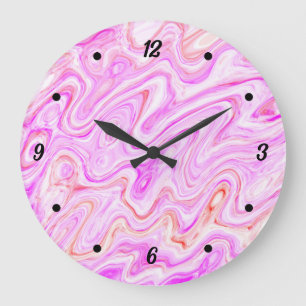 Baby Pink Marble Texture Abstract Liquid Paint Large Clock