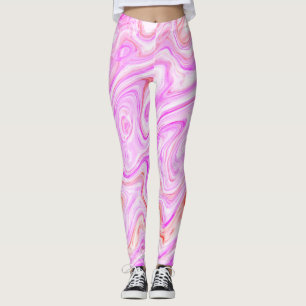 Baby Pink Marble Texture Abstract Liquid Paint Leggings