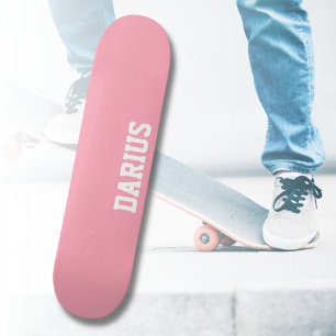 Baby Pink Modern Name   Classic Trendy  Skateboard