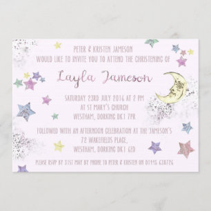 Baby Pink Moon and Stars Party Invitation