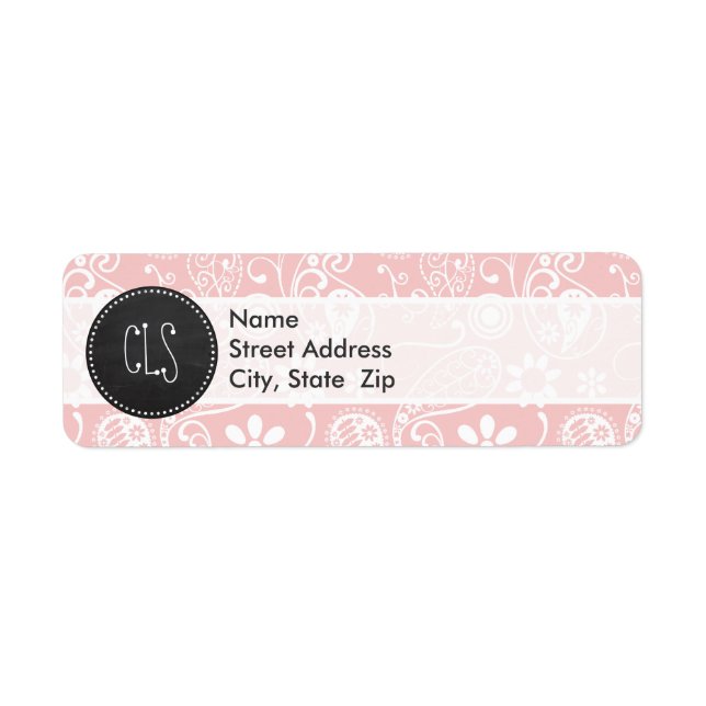 Baby Pink Paisley; Vintage Chalkboard look (Front)