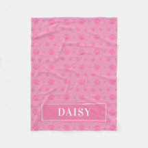 Baby Pink Paws Monogram Pet Fleece Blanket