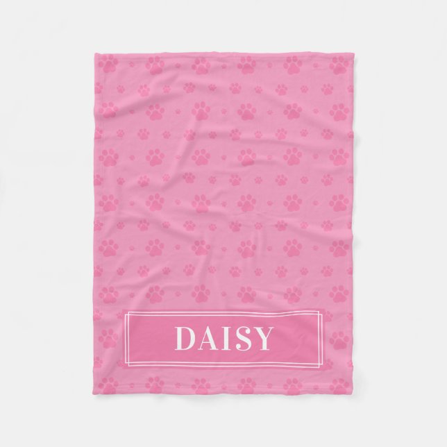 Baby Pink Paws Monogram Pet Fleece Blanket (Front)