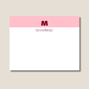 Baby Pink Personalised Name Letter Monogram  Card