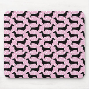 Baby Pink Polka Dachshunds Mouse Mat