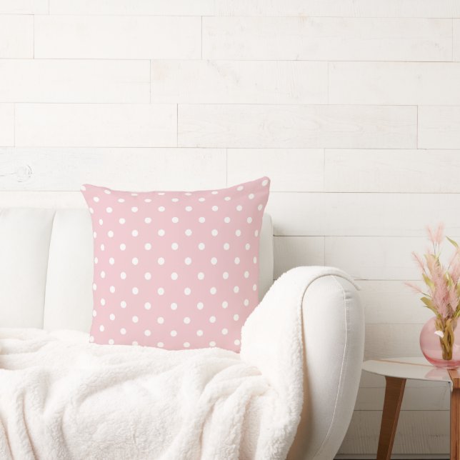 Baby Pink Polka Dots Cushion (Couch)