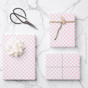 Baby pink polka dots cute birthday girl  wrapping paper sheet