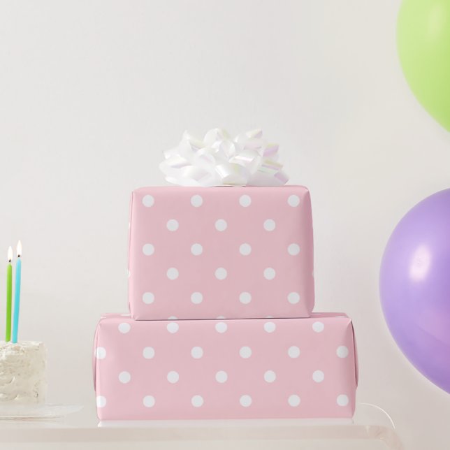 Baby Pink Polka Dots Wrapping Paper (Party Gifts)