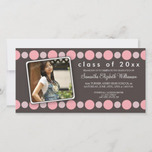 Baby Pink Polkadots Custom Graduation Announcement