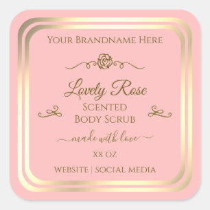 Baby Pink Product Label Gold Frame Vintage Rose
