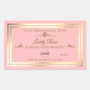 Baby Pink Product Label with Gold Frame and Logo