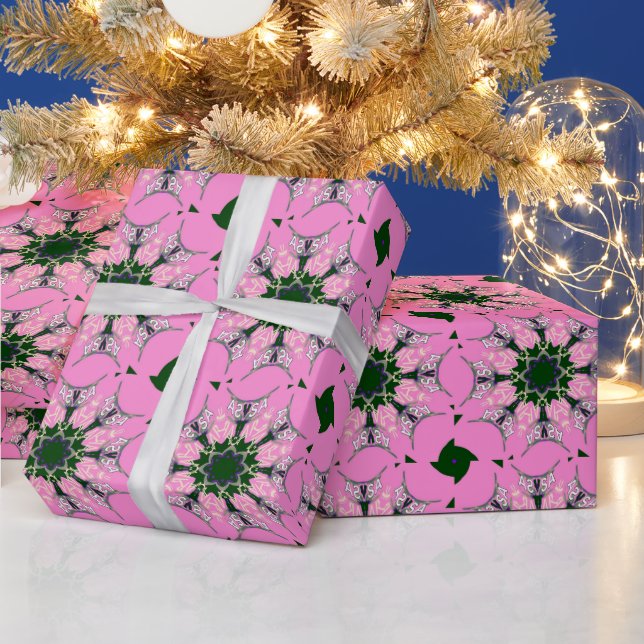 Baby pink purple shade motif monogram wrapping paper (Holidays)