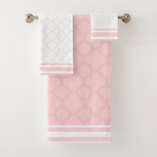 Baby Pink Quatrefoil Bath Towel Set