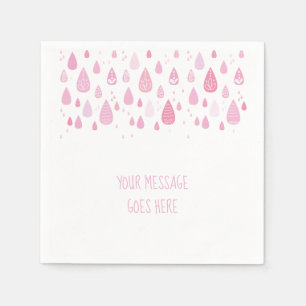 Baby pink raindrops baby shower napkin