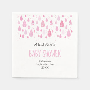 Baby pink raindrops baby shower napkin
