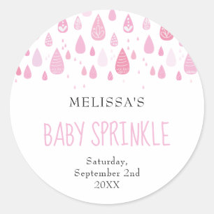 Baby pink raindrops baby sprinkle classic round sticker